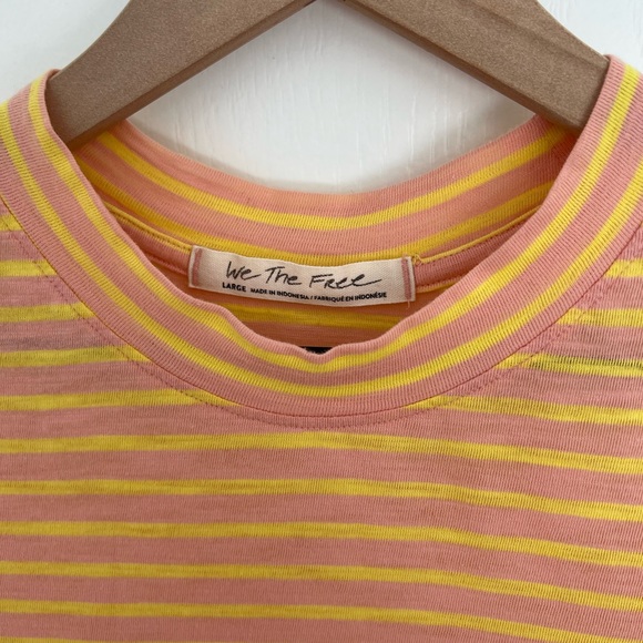 We The Free Striped, Short Sleeve Ladies’ Tee | pink/yellow | L - Picture 3 of 7